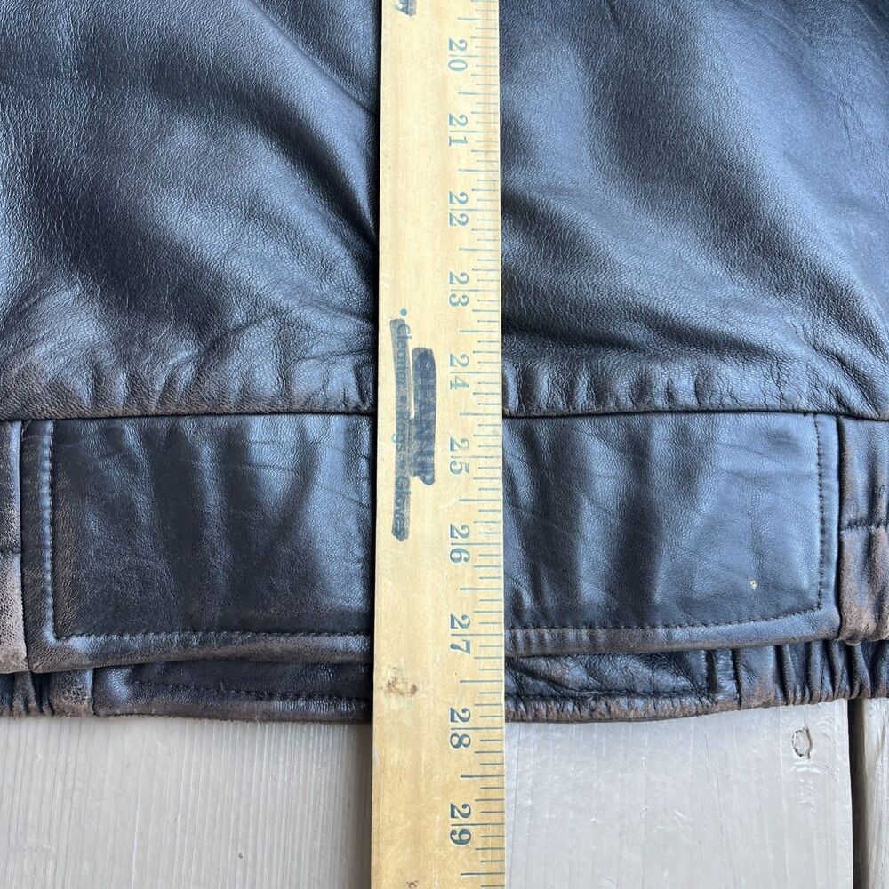 MARC New York Andrew Marc Vintage 1980's Bomber Leather Jacket Brown Size XL - Picture 6 of 10